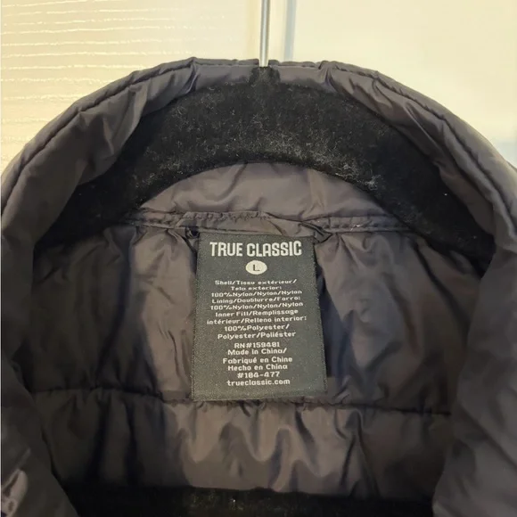 True Classic Black Lightweight Puffer Vest - Picture 3 of 4